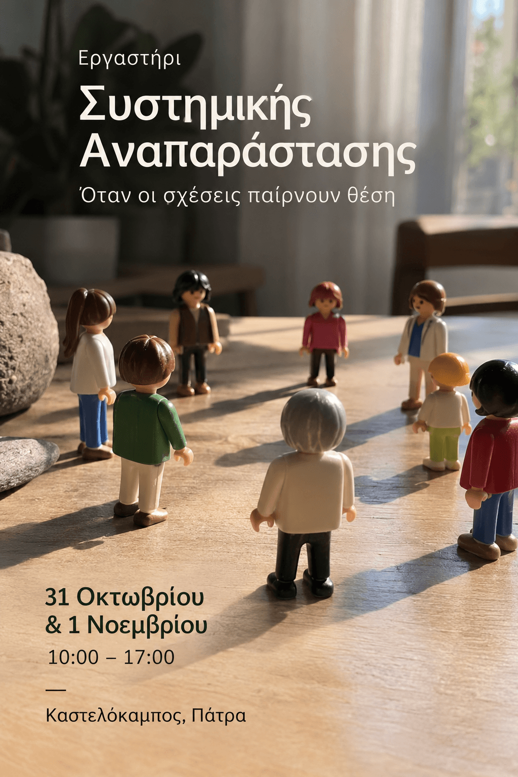 Διήμερο Εργαστήρι Συστημικής Αναπαράστασης:
"Όταν οι σχέσεις παίρνουν θέση, κάτι αρχίζει να γίνεται ορατό"